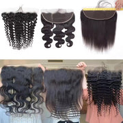 Perruque sans colle – Glueless wig showcasing various styles of natural-looking hair wefts.