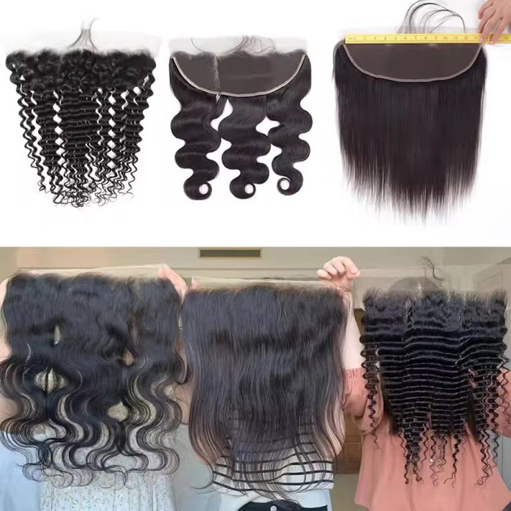 Perruque sans colle – Glueless wig showcasing various styles of natural-looking hair wefts.